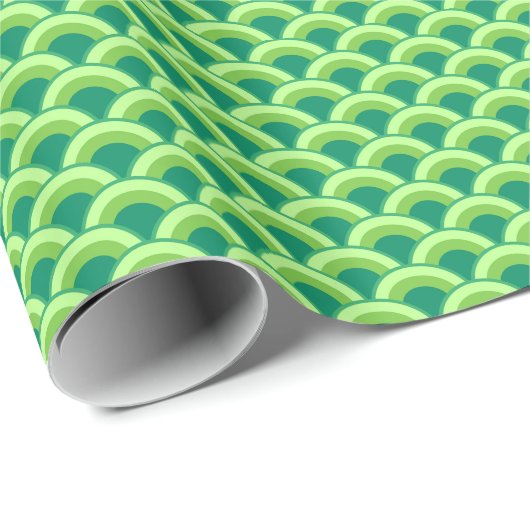 Papier Cadeau Motif à vagues Art déco - vert jade (Coin rond)