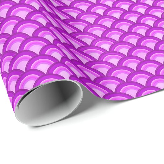 Papier Cadeau Motif à vagues Art déco - violet et orchidée (Coin rond)