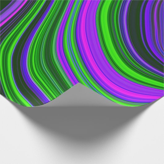 Papier Cadeau Motif Abstrait à la mode Bright Neon Purple Green (Coin)