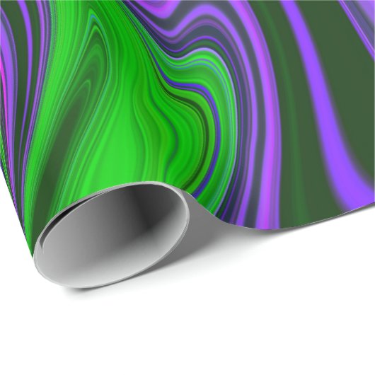 Papier Cadeau Motif Abstrait à la mode Bright Neon Purple Green (Coin rond)