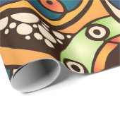 Papier Cadeau Motif abstrait à la mode génial de Boho rétro (Coin rond)