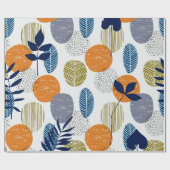 Papier Cadeau motif Abstrait avec feuilles et formes (Plat)