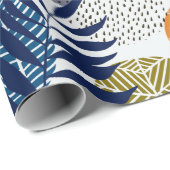 Papier Cadeau motif Abstrait avec feuilles et formes (Coin rond)