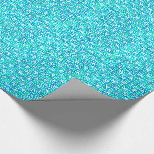 Papier Cadeau motif Abstrait - Bleu, Jade vert & Blanc (Coin)