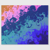 Papier Cadeau Motif Abstrait bleu vert orange rose (Plat)