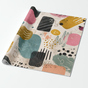 Papier Cadeau Motif Abstrait Boho moderne Coloré texturé