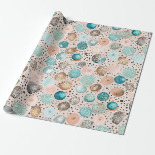Papier Cadeau Motif Abstrait chatoyant en Turquoise, Rose