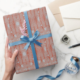 Papier Cadeau Motif abstrait corail moderne du milieu du siècle