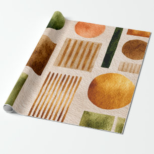 Papier Cadeau Motif Abstrait d'aquarelle Terre - Boho Organic