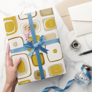 Papier Cadeau Motif Abstrait de Crème de Moutarde Jaune Rétro