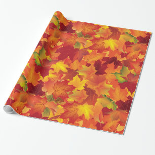 Papier Cadeau Motif abstrait de feuille d'automne