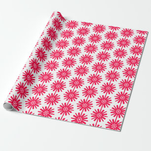 Papier Cadeau Motif Abstrait de flocon de neige rouge