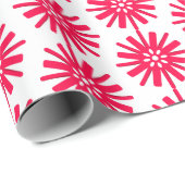 Papier Cadeau Motif Abstrait de flocon de neige rouge (Coin rond)