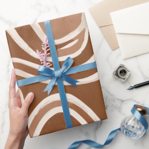 Papier Cadeau Motif Abstrait de Flux Naturel en Marron Terreux