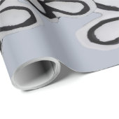 Papier Cadeau motif Abstrait de marguerites noires et blanches (Coin rond)