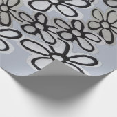 Papier Cadeau motif Abstrait de marguerites noires et blanches (Coin)