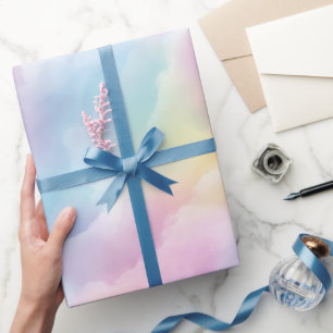 Papier Cadeau Motif Abstrait de Mélange de Nuages Doux Arc-en-ci