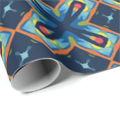 Papier Cadeau Motif abstrait de X bleu (Coin rond)
