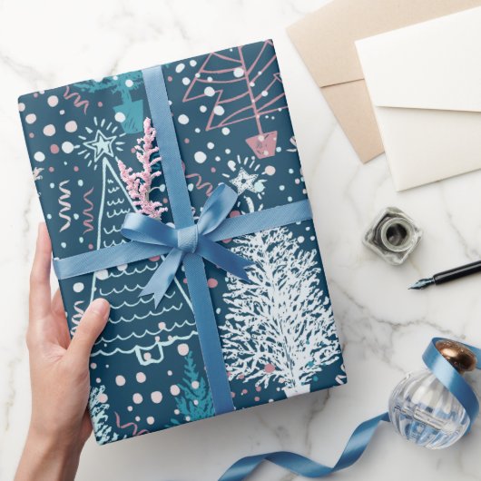 Papier Cadeau Motif Abstrait des arbres de Noël (Cadeaux)