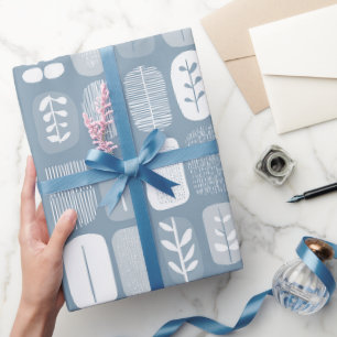 Papier Cadeau Motif Abstrait Équilibre Gris Bleu Clair