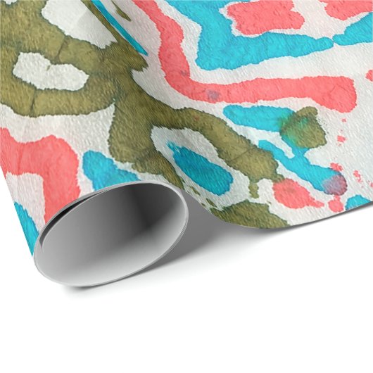 Papier Cadeau Motif Abstrait ethnique Ikat. Motif du chaman. Pen (Coin rond)