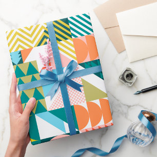 Papier Cadeau Motif Abstrait géométrique moderne Gras rétro