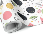 Papier Cadeau Motif abstrait géométrique rétro #2 Rose sauge ID1 (Coin rond)