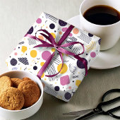 Papier Cadeau Motif Abstrait Géométrique Rétro #8 Magenta ID1067