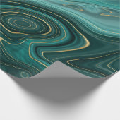 Papier Cadeau Motif Abstrait Glam Turquoise de luxe (Coin)