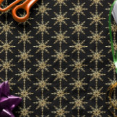 Papier Cadeau Motif Abstrait Gold Snowflake