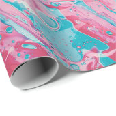 Papier Cadeau Motif Abstrait jouant rose et turquoise (Coin rond)