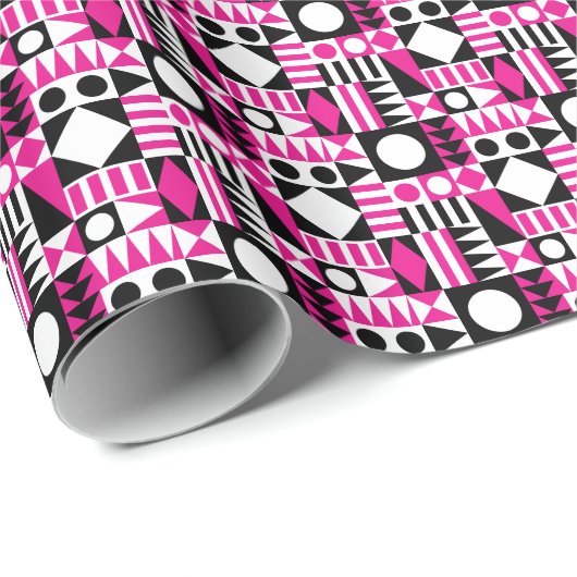 Papier Cadeau Motif abstrait moderne du milieu du siècle. (Coin rond)