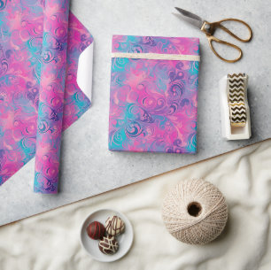 Papier Cadeau Motif Abstrait moderne en rose, violet