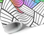 Papier Cadeau Motif Abstrait  moderne noir et blanc (Coin rond)