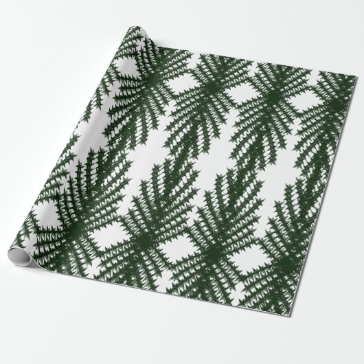 Papier Cadeau Motif Abstrait Personnalisé d'Arbre de Pin Vert Fo (Déroulé)