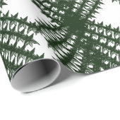 Papier Cadeau Motif Abstrait Personnalisé d'Arbre de Pin Vert Fo (Coin rond)
