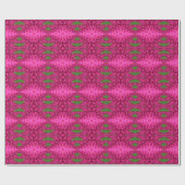 Papier Cadeau Motif Abstrait Rose Chaud Et Vert (Plat)
