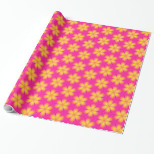 Papier Cadeau Motif Abstrait rose et jaune vif
