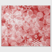 Papier Cadeau Motif Abstrait rouge aux flocons blancs (Plat)