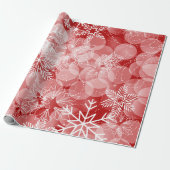 Papier Cadeau Motif Abstrait rouge aux flocons blancs (Déroulé)