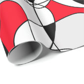 Papier Cadeau Motif Abstrait - rouge, noir et blanc. (Coin rond)