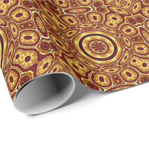 Papier Cadeau Motif Abstrait Rouge Or Bohème Marocain