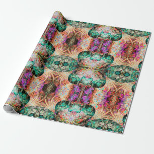 Papier Cadeau motif Abstrait sans couture avec fleurs et décorat