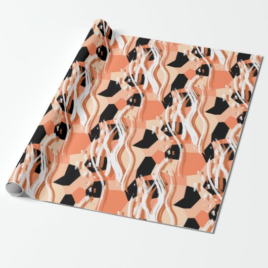 Papier Cadeau Motif abstrait sans couture avec pêche (Déroulé)