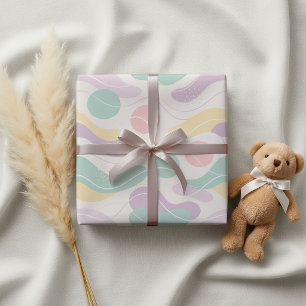 Papier Cadeau Motif Abstrait Sans Couture Pastel Vagues et Cercl