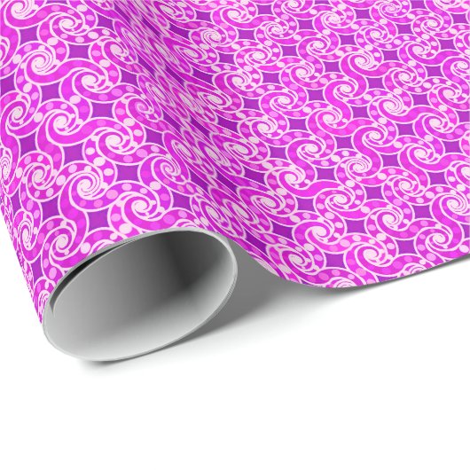 Papier Cadeau motif Abstrait tourbillon - tons violets (Coin rond)