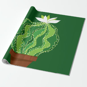 Papier Cadeau motif Abstrait vert cactus transparent