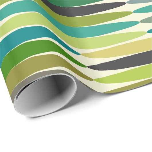 Papier Cadeau Motif abstrait vert et turquoise (Coin rond)