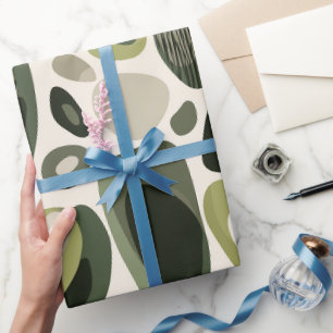 Papier Cadeau Motif Abstrait Vert Olive Nature Organique