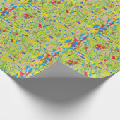 Papier Cadeau motif abstrait vert, vert pâle avec éclisses (Coin)